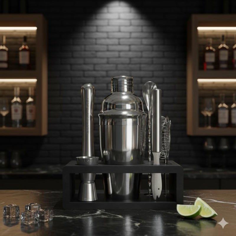 Highball  Chaser Highball & Chaser Cocktail Shaker Set: Bartender Kit for Home Bar Mixology Cocktail Bar Set Plus E-Book with 30 Recipes (Silver) - Image 2